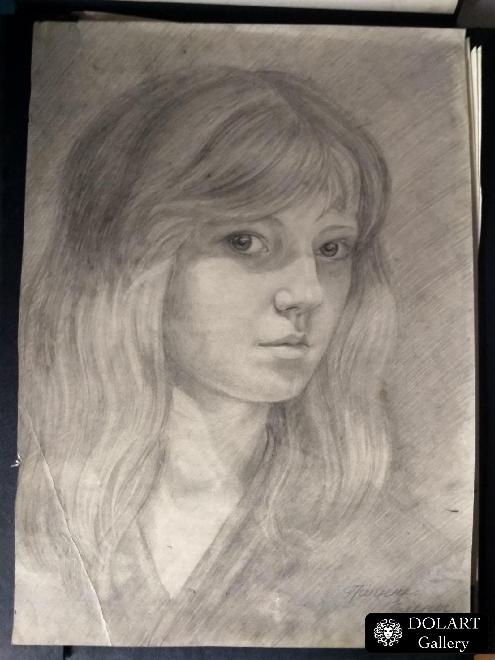 портрет девушки, карандаш 90-е