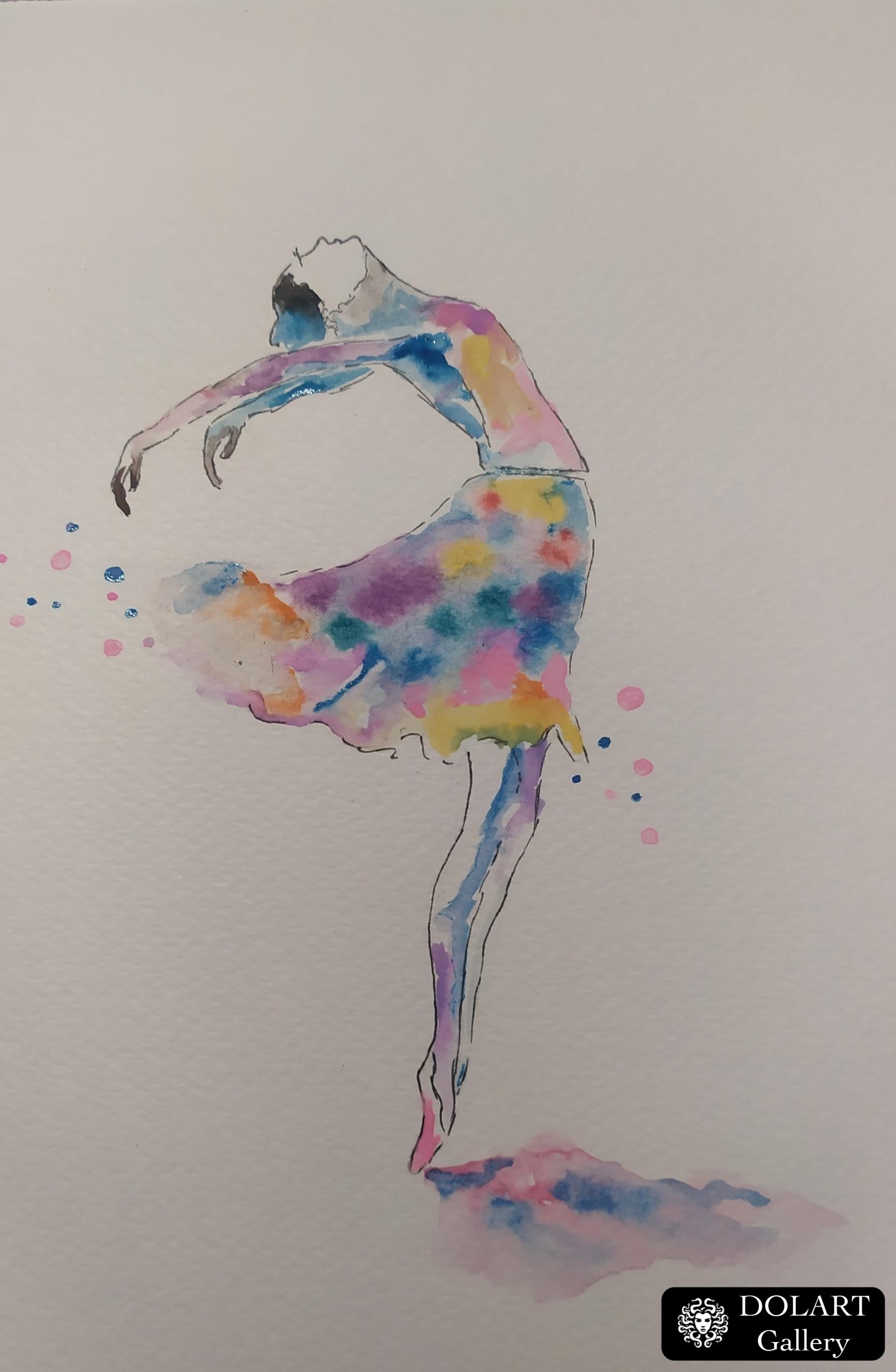 Балерина акварель