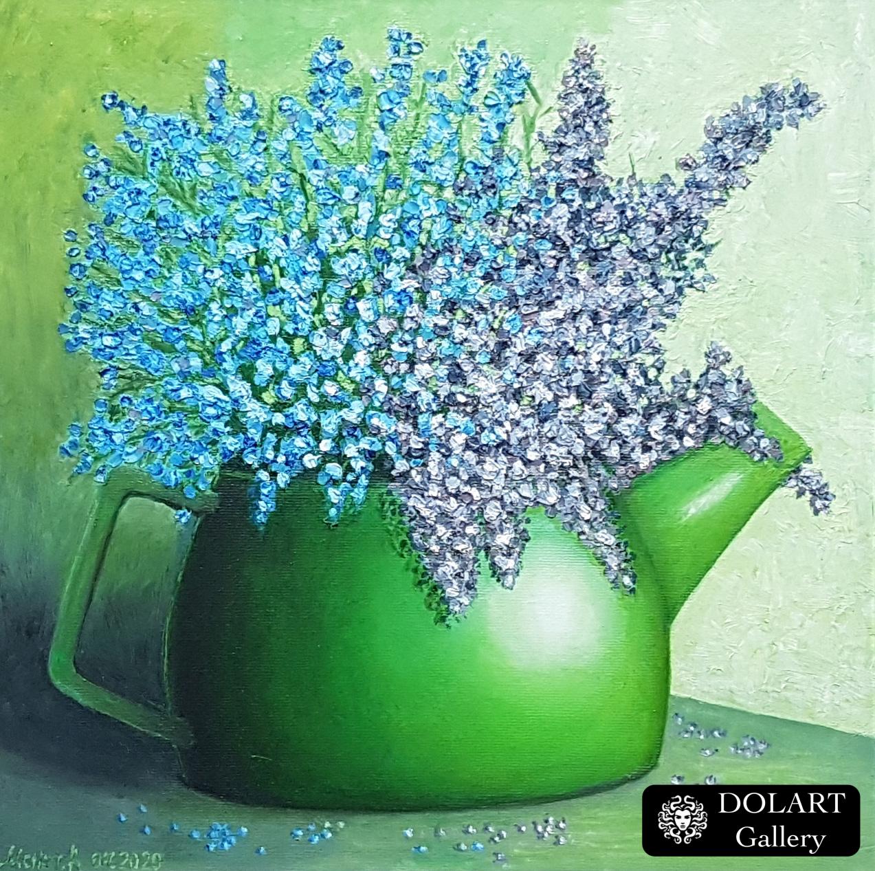 Картина маслом “Натюрморт с зелёным чайником”