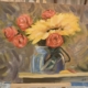 Картина маслом « Подсолнух и розы»