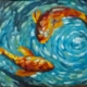 Картина маслом “Золотые рыбки”