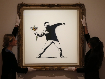 The first picture sold by Sotheby’s for cryptocurrency was the work of Banksy