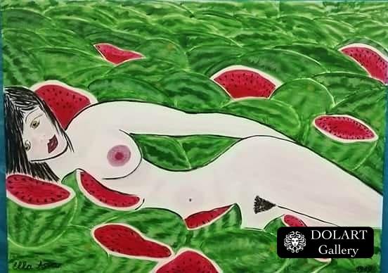 ”A woman in watermelons”