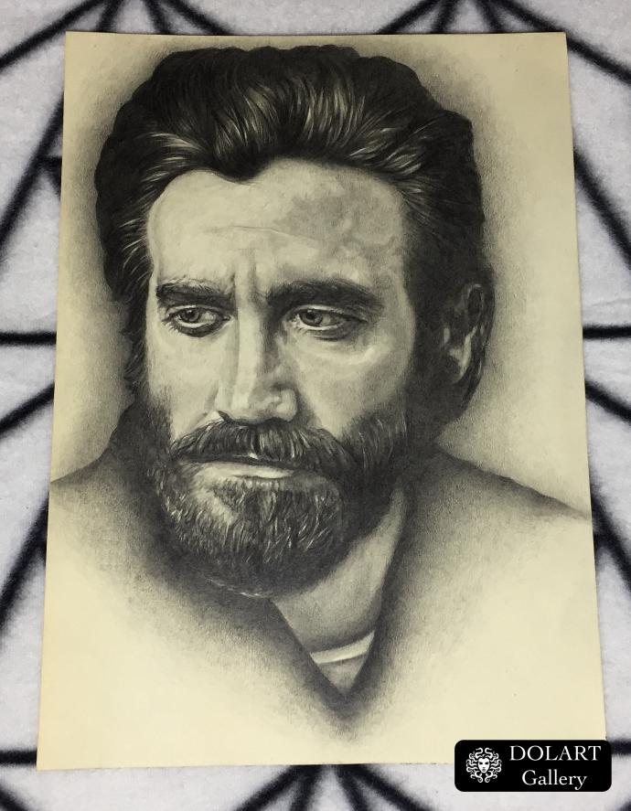 Pencil portrait of Hollywood actor Jake Gyllenhall. A4 (9×12 inches).
