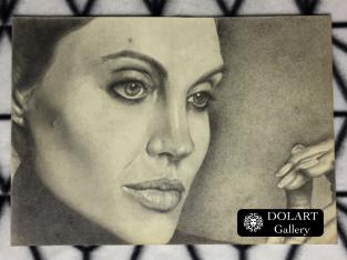 Pencil portrait of Angelina Jolie A4 format (9×12 inches)