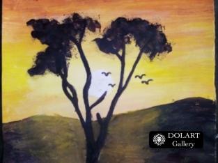 African sunset painting