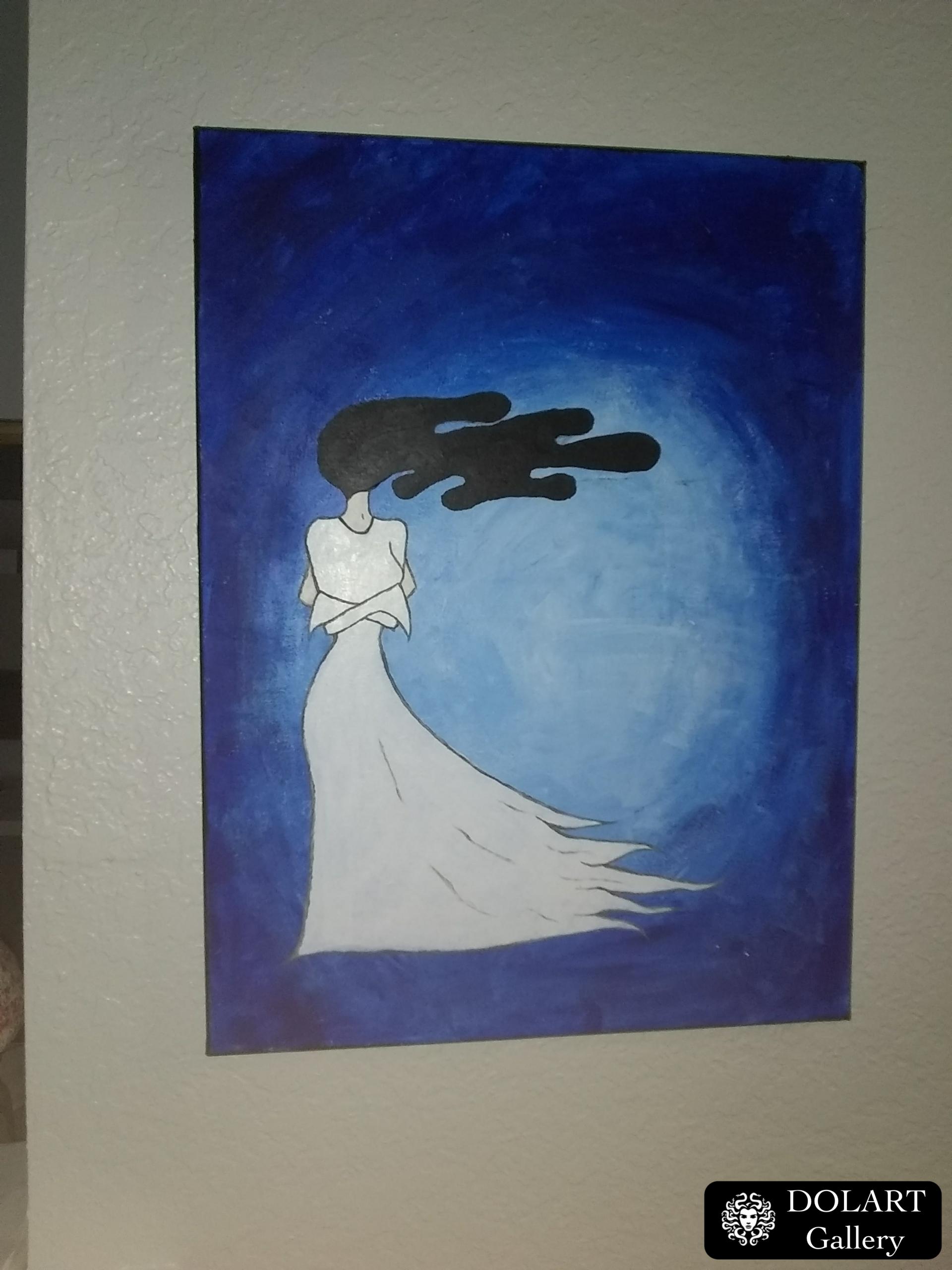 Wispy ghost girl acrylic painting