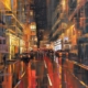 NYC in red, oil, canvas, 31,5 x 23,6 in