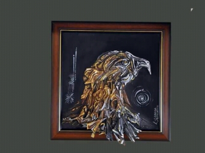 Eagle head wood collage