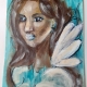 Angel painting female portrait artwork original Abstract girl Angel wings Home Decor Wall Housewarmi