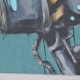 Robot painting. Original Fantasy Art. Acrylic painting